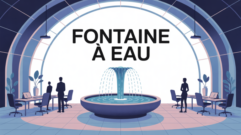 Illustration fontaine à eau moderne dans bureau, entretien