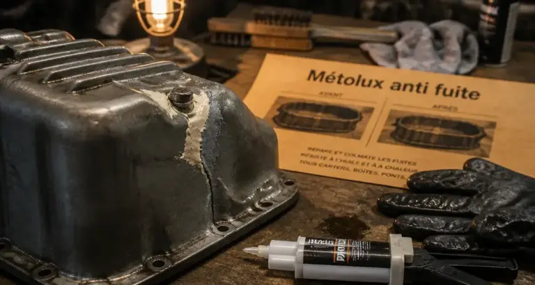 métolux anti fuite : mastic bi-composant sur carter fissuré