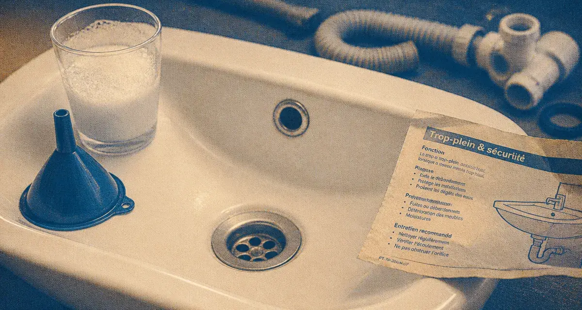Trop plein visible sur lavabo : sécurité anti-inondation
