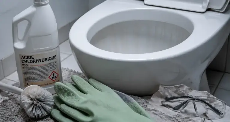 Acide chlorhydrique toilette : dosage 100 à 200 ml et précautions (15 minutes)
