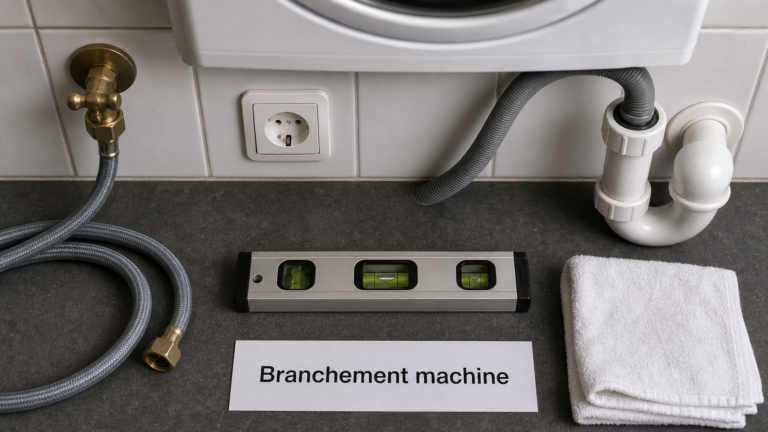 Branchement machine à laver : raccordement arrivée et vidange, sans fuite