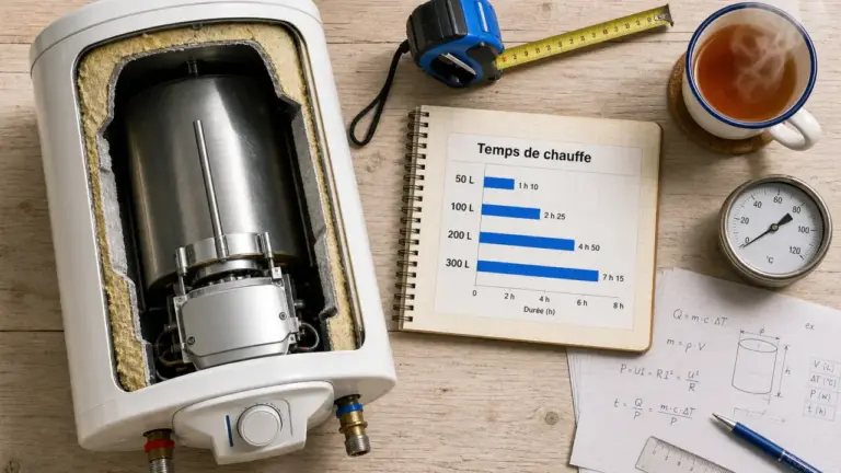 Combien de temps pour chauffer un ballon d’eau chaude 50 à 300 L : tableau des temps de chauffe