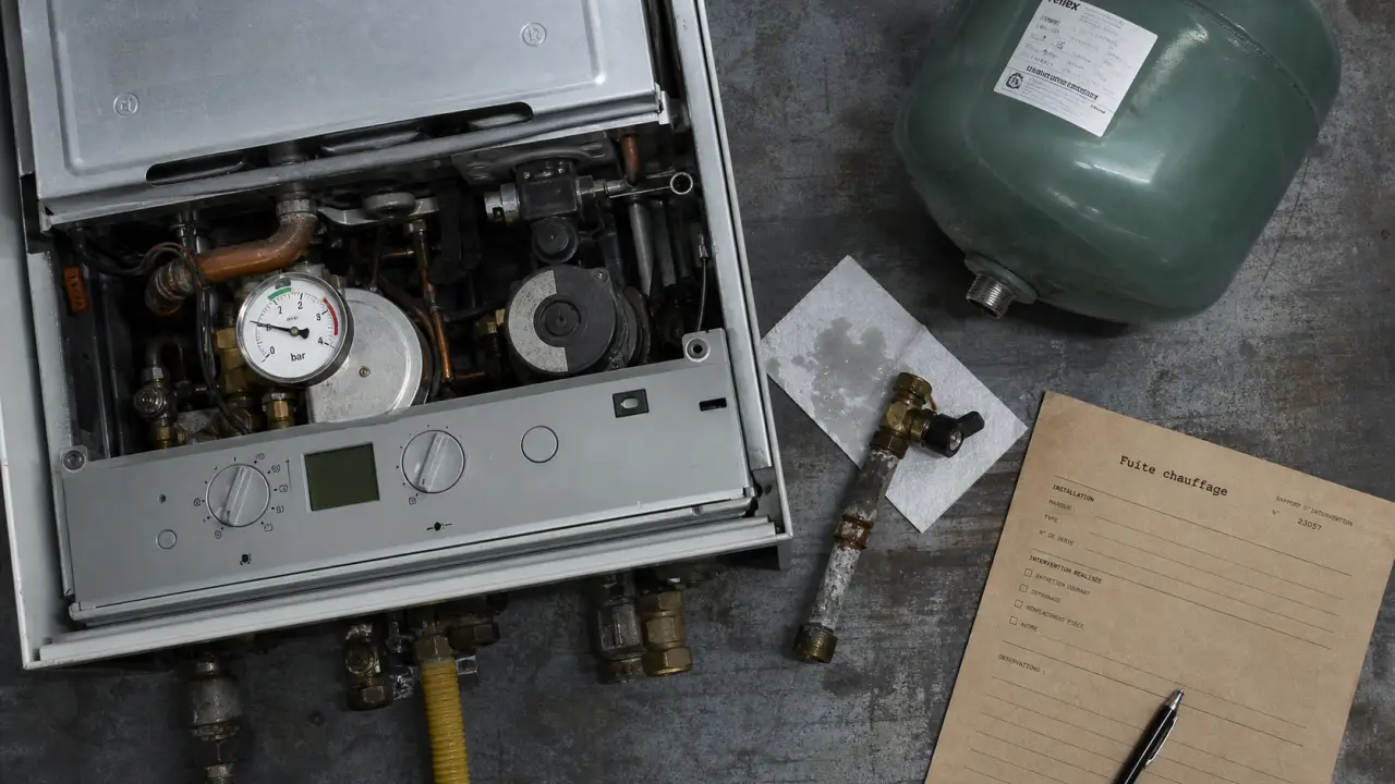 Comment détecter une fuite d'eau dans circuit de chauffage : manomètre basse pression, raccord humide