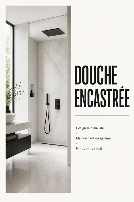 Douche encastrée au design minimaliste dans une salle de bains moderne
