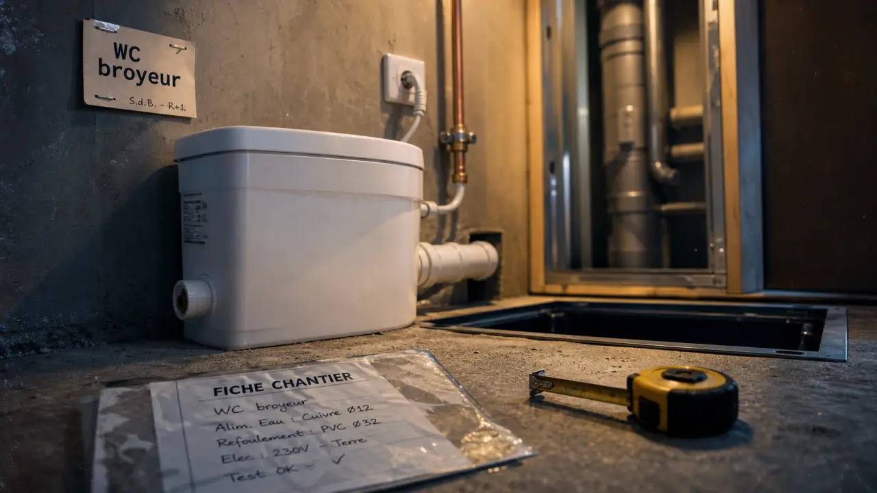 WC sans évacuation : WC broyeur compact, salle technique