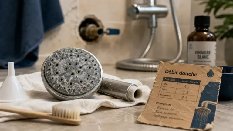 Augmenter pression douche : calcaire, pommeau et réducteur à vérifier avant surpresseur