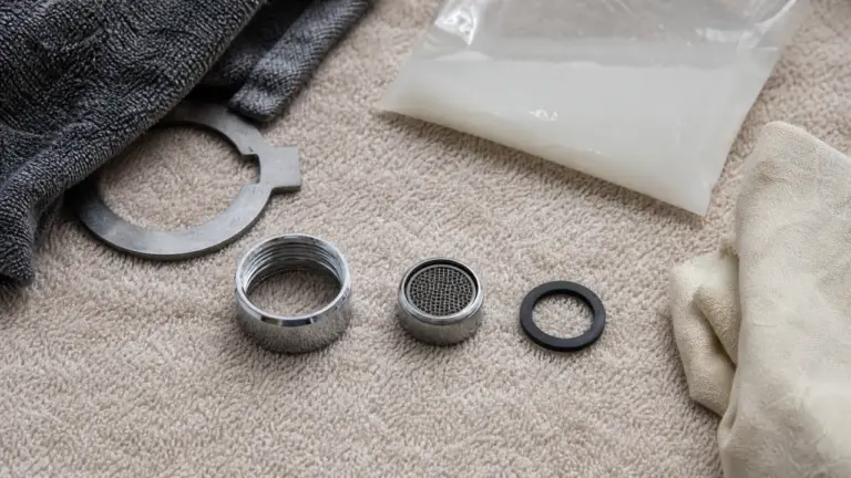 Démontage mousseur robinet : bague, grille et joint, prêt à dévisser