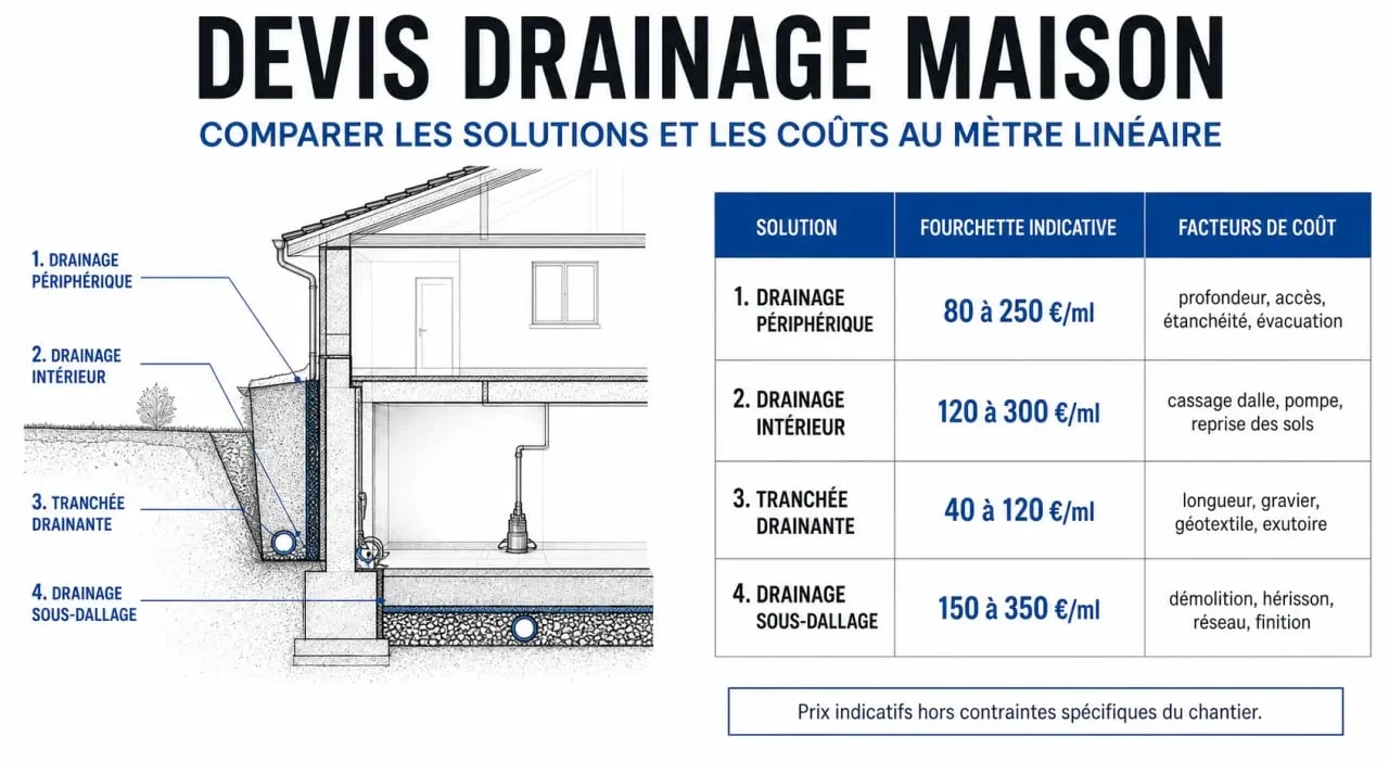 Devis travaux drainage : comparaison des prix et solutions pour une maison individuelle