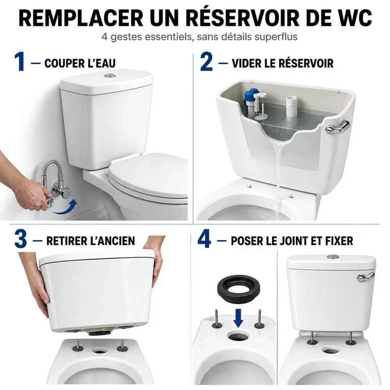 Réservoirs wc : étapes du remplacement d'un réservoir de WC