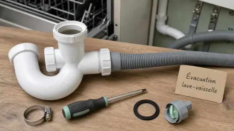 Evacuation lave vaisselle : hauteur siphon raccords anti-reflux