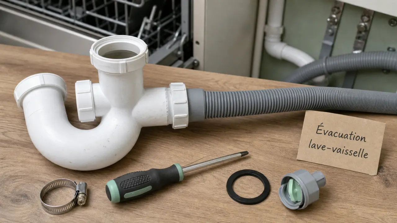 Evacuation lave vaisselle : hauteur siphon raccords anti-reflux