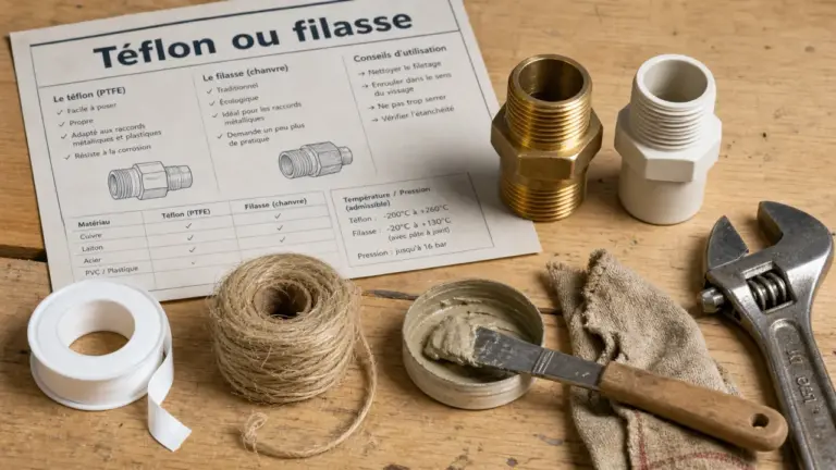 Téflon ou filasse : ruban PTFE et filasse pour raccords plastique ou métal