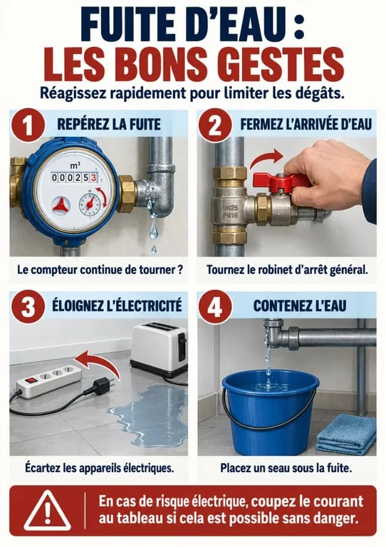 Gestes à effectuer pour limiter les dégâts d’une fuite de canalisation