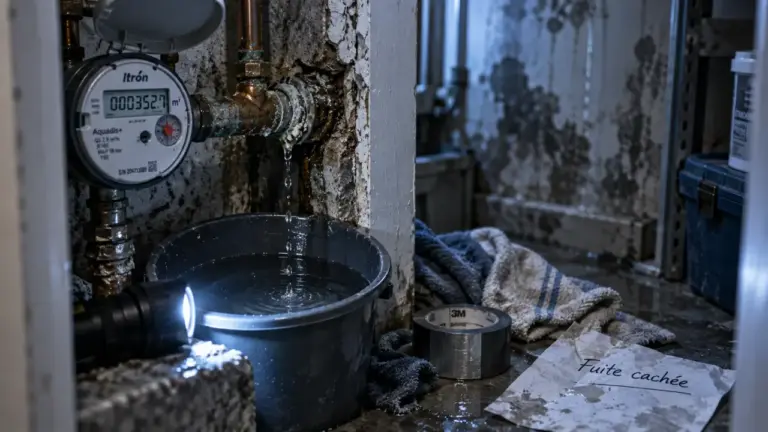 Fuite canalisation : compteur et perte d’eau invisible détectée