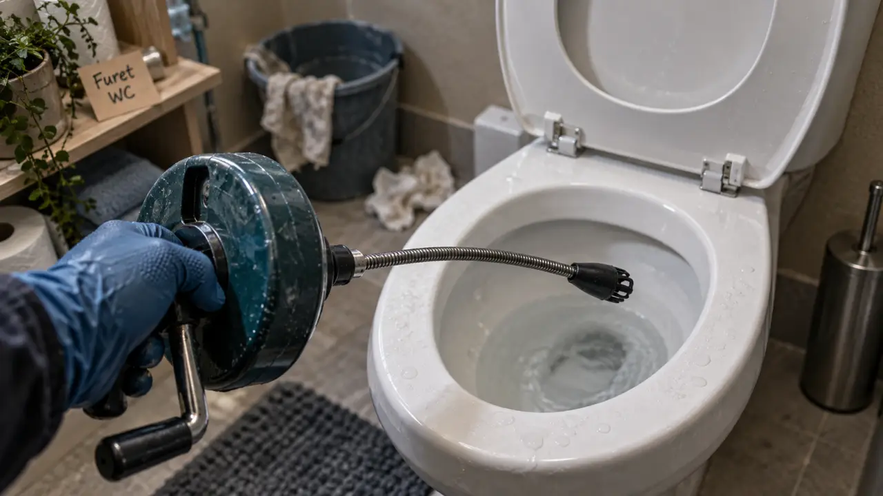 Furet pour wc pour déboucher : éviter de pousser plus loin dans la canalisation