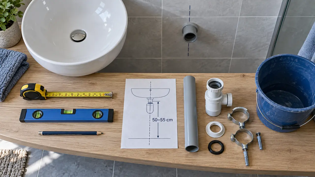 Hauteur evacuation lavabo 50–55 cm, mesure et siphon PVC