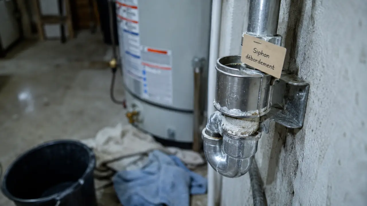 Siphon chauffe eau déborde : tartre et clapet usé, 7 bars